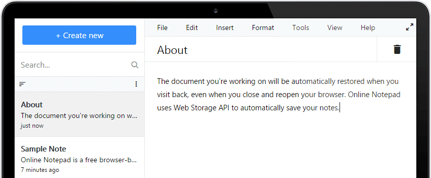 Labtuasa Online Notepad Screenshot